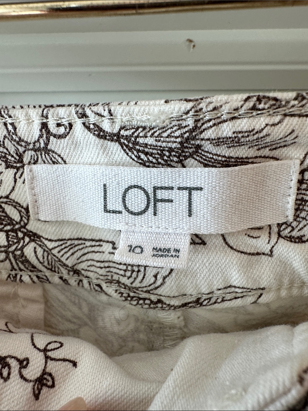 LOFT Cream Wide-Leg Floral Print Chinos - Picture 5 of 5